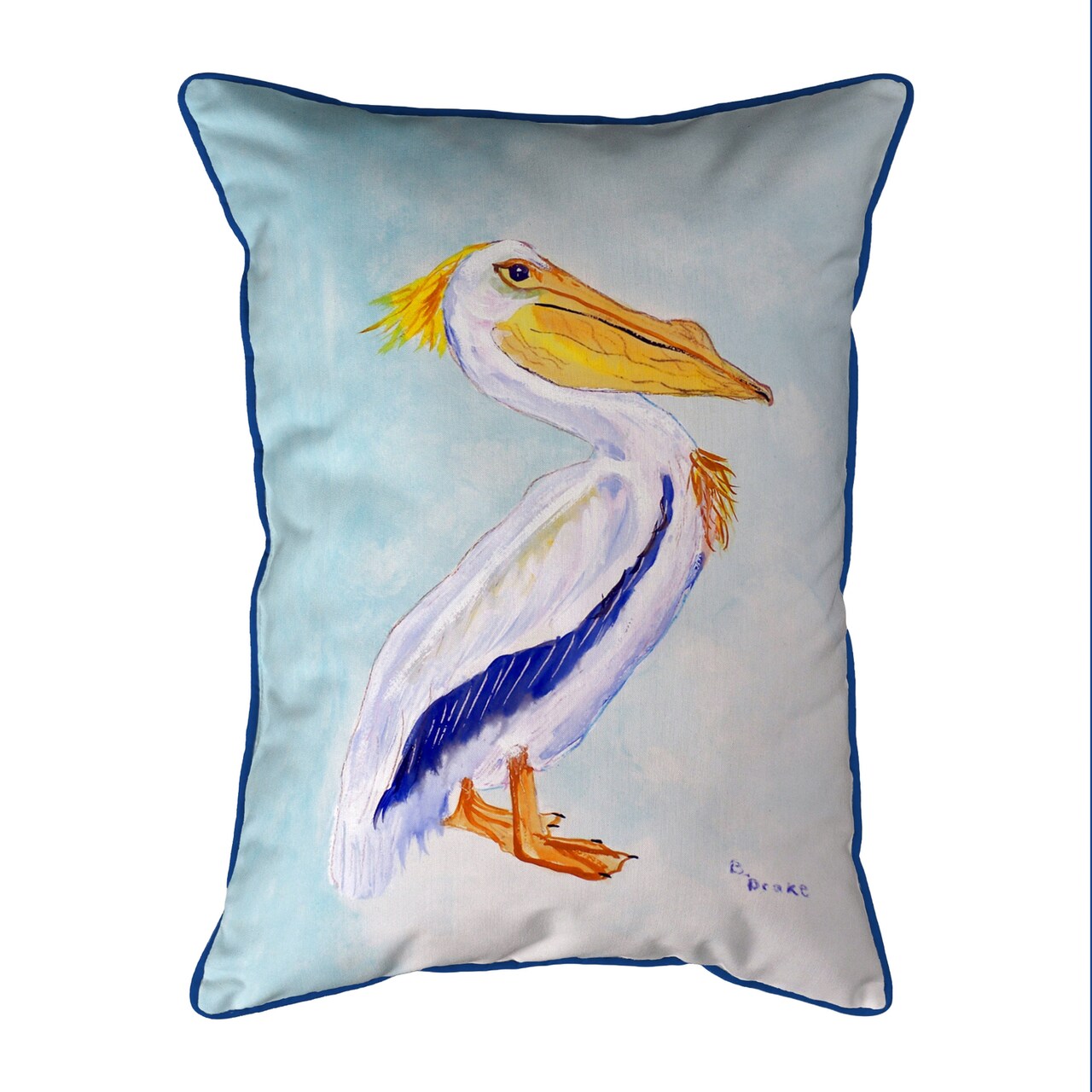 Betsy Drake King Pelican Extra Large 24 X 20 Indoor / Outdoor White Pillow
